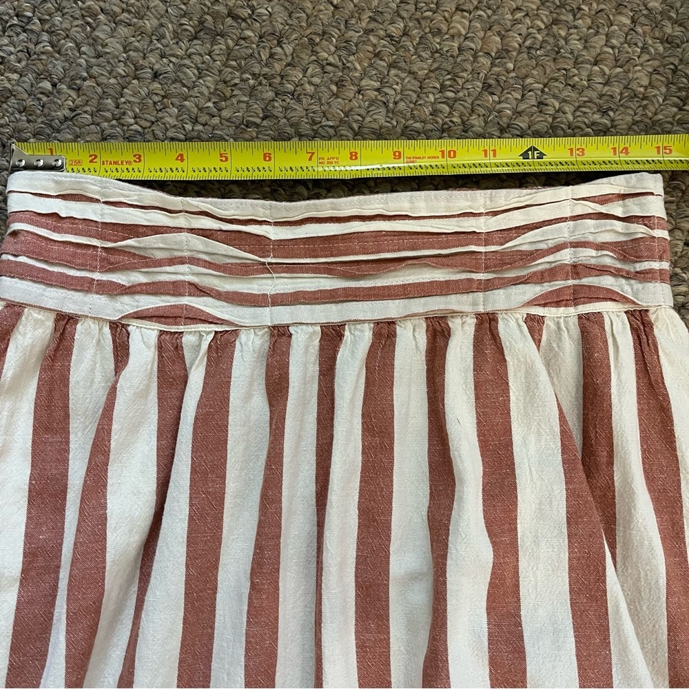 Free People Canyon Cotton Linen Blend Striped Midi Skirt Pockets Cottagecore | L - Picture 13 of 16